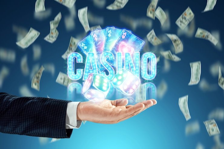 Hasil kemenangan mesin arcade yang ditampilkan di layar ponsel